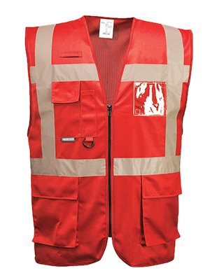 Fondo de F476RER eliminado Chaleco reflectivo rojo